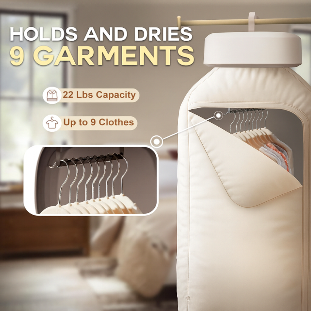 DRY-VOYAGE Portable Clothes Dryer with Intelligent Timed Drying