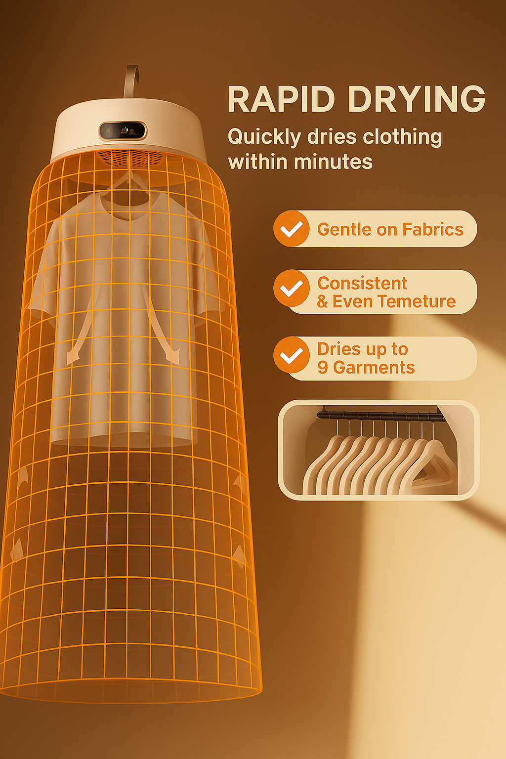 DRY-VOYAGE Portable Clothes Dryer with Intelligent Timed Drying